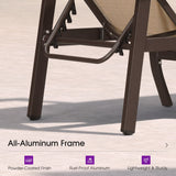PURPLE LEAF Outdoor Chaise Lounge Chair Patio Pool Lounger Aluminum Chairs with Side Table and Wheels Adjustable Tanning Recliner with Armrests for Outside Backyard Deck Beach
