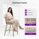 PURPLE LEAF Patio Bar Stools Counter Stools Outdoor Rattan Chairs with Back Modern Aluminum Woven Barstools for Garden Patio Kitchen Indoor