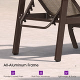 PURPLE LEAF Outdoor Chaise Lounge Chair Patio Pool Lounger Aluminum Chairs with Side Table and Wheels Adjustable Tanning Recliner with Armrests for Outside Backyard Deck Beach