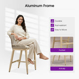PURPLE LEAF Patio Bar Stools Counter Stools Outdoor Rattan Chairs with Back Modern Aluminum Woven Barstools for Garden Patio Kitchen Indoor
