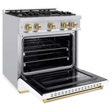 ZLINE 30" Dual Fuel Range, Gas Cooktop, Electric Convection Oven Stainless Steel, White Matte Polished Gold CDRZ-WM-30-G