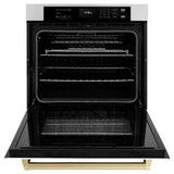 ZLINE 30" Autograph Edition Professional True Convection Single Wall Oven, Air Fry, Self Clean, White Matte, Champagne Bronze WASZ-WM-30-CB
