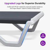 PURPLE LEAF Patio Chaise Lounge Plastic Pool Outdoor Lounge Chair with Aluminum Frame Stackable Patio Tanning Chairs for Poolside Sunbathing Beach Deck Yard