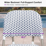 PURPLE LEAF Outdoor Bar Height Stools Set of 2 French Country Patio Rattan Bar Stool Chairs Outdoor Armless Barstools for Porch Garden Indoor Kitchen