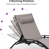 PURPLE LEAF Patio Chaise Lounge Set Outdoor Beach Pool Sunbathing Lawn Lounger Recliner Chair Outside Chairs with Side Table Included