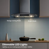 CIARRA 30 Inch Glass Smart Wall Mount Canopy Range Hood with Alexa and Google Home Voice Control CAS75502W-OW