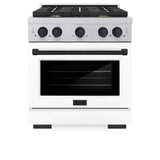 ZLINE 30"Paramount Dual Fuel Range DuraSnow® White Matte, Matte Black SDRSZ-WM-30-MB