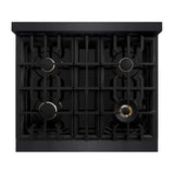 ZLINE 30" Select Dual Fuel Range Gas Cooktop Electric Convection Oven Black Stainless Steel Brass Burners HDRB-BR-30