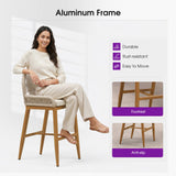 PURPLE LEAF Patio Bar Stools Counter Stools Outdoor Rattan Chairs with Back Modern Aluminum Woven Barstools for Garden Patio Kitchen Indoor
