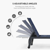 PURPLE LEAF Outdoor Aluminum Chaise Lounge with Wheels and Side Table for Outdoor Backyard Poolside