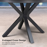 PURPLE LEAF Round Outdoor Dining Set Patio Aluminum Dining Set Round Table and Wicker Chairs with Sunbrella Cushions for Kitchen Deck