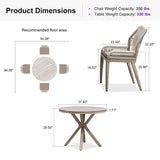 PURPLE LEAF Round Outdoor Dining Set Patio Aluminum Dining Set Round Table and Wicker Chairs with Sunbrella Cushions for Kitchen Deck
