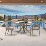 PURPLE LEAF Round Outdoor Dining Set Patio Aluminum Dining Set Round Table and Wicker Chairs with Sunbrella Cushions for Kitchen Deck