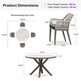 PURPLE LEAF Round Outdoor Dining Set Patio Aluminum Dining Set Round Table and Wicker Chairs with Sunbrella Cushions for Kitchen Deck