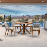 PURPLE LEAF Round Outdoor Dining Set Patio Aluminum Dining Set Round Table and Wicker Chairs with Sunbrella Cushions for Kitchen Deck