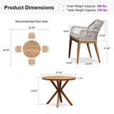 PURPLE LEAF Round Outdoor Dining Set Patio Aluminum Dining Set Round Table and Wicker Chairs with Sunbrella Cushions for Kitchen Deck