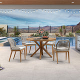 PURPLE LEAF Round & Rectangle Outdoor Dining Table HPL Aluminum Tabletop Modern Dining Table for Deck Kitchen