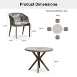 PURPLE LEAF Round Patio Dining Set with Aluminum Frame and Wicker Rattan Dining Chair with Comfortable Cushions for Deck Porch Kitchen Outdoor