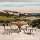 PURPLE LEAF Round Patio Dining Set with Aluminum Frame and Wicker Rattan Dining Chair with Comfortable Cushions for Deck Porch Kitchen Outdoor