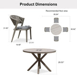 PURPLE LEAF Round Patio Dining Set with Aluminum Frame and Wicker Rattan Dining Chair with Comfortable Cushions for Deck Porch Kitchen Outdoor