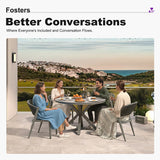 PURPLE LEAF Round Patio Dining Set with Aluminum Frame and Wicker Rattan Dining Chair with Comfortable Cushions for Deck Porch Kitchen Outdoor