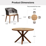 PURPLE LEAF Round Patio Dining Set with Aluminum Frame and Wicker Rattan Dining Chair with Comfortable Cushions for Deck Porch Kitchen Outdoor
