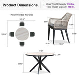 PURPLE LEAF Round Outdoor Dining Set Patio Aluminum Dining Set Round Table and Wicker Chairs with Sunbrella Cushions for Kitchen Deck