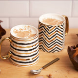 Kook Fez Black Gold Coffee Mugs Set of 2, 14.8 oz