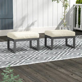 2-Piece Outdoor Ottoman Set, Aluminum Frame with Cushions