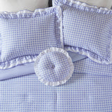 Soft Ruffled Gingham Comforter Set, Blue