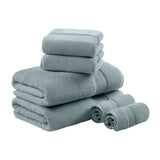Turkish Cotton 6-Piece Bathroom Towel Set, Blue