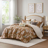 7 Piece Vintage Floral Comforter Set, Terracotta