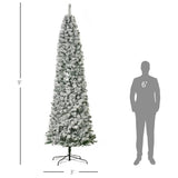 HOMCOM 9ft Pre-Lit Snow-Flocked Slim Douglas Fir Artificial Christmas Tree with Realistic Branches, 550 LED Lights and 988 Tips