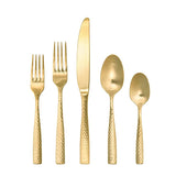 Lucca Faceted Brushed Gold 5pc Place Setting