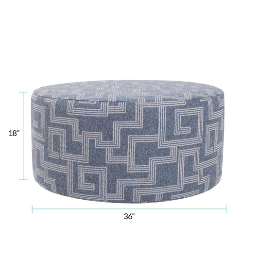 Indoor/Outdoor Universal Round Ottoman Syros Denim Cover Only