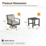 3 Pieces Patio Bistro Set with Swivel Chair Small Side Table