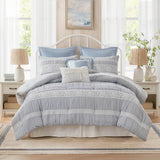 7 Piece Shabby Chic Comforter Set, Blue
