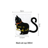 Cute Cat Glass Mug with Tail Handle 300ml