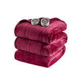 Heated Plush and Berber Electric Bedding Blanket, Red