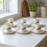 Peacock Feather Porcelain Espresso Cup & Saucer