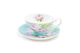 Peony Blue Bone China Cup & Saucer Set, 8oz