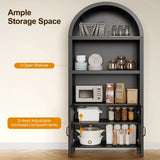 Arched Storage Cabinet with 2 Rattan Doors, 70''h