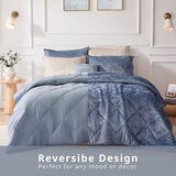 Crushed Velvet 4-Piece Comforter or Duvet Cover Set, Blue