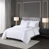 Cotton Sateen Luxury Comforter/Duvet Cover Set, White/Gray