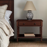 26"H Large Turned Wood Spindle Nightstand, Morocco Brown