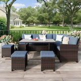 7 Piece Outdoor Patio Furniture Set, Wicker Conversation Set