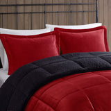 Plush To Sherpa Winter Comforter Set, Red