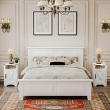 Nightstand Set of 2, White End Table with Charging Station