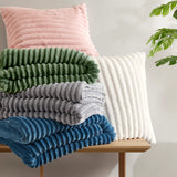 300GSM Fluffy Ribbed Plush Comforter Set,Pink