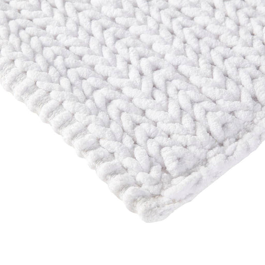 Wholesale Cotton Chenille Chain Stitch Bath Rug Bathroom Rugs, White